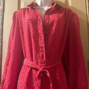 Vintage Schrader sport dress (14) paisleys cuff & collar belted
